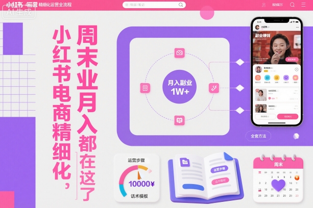 小红书电商精细化运营全流程，周末副业月入1W+，全套方法都在这了-摇钱树